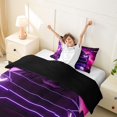 thumbnail image 3 of Castle Fairy Neon Sports Car Twin Bedding for Teens, Purple City Glow Duvet Cover Set for Bedroom, Purple Black,Black Reversible,2pcs,No Comforter, 3 of 6