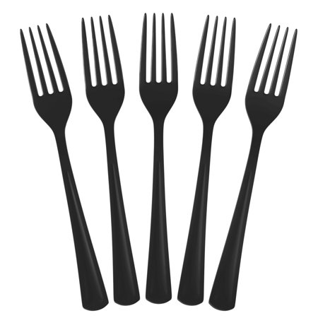 Exquisite Heavy Weight Disposable Plastic Black Forks - 50 Count