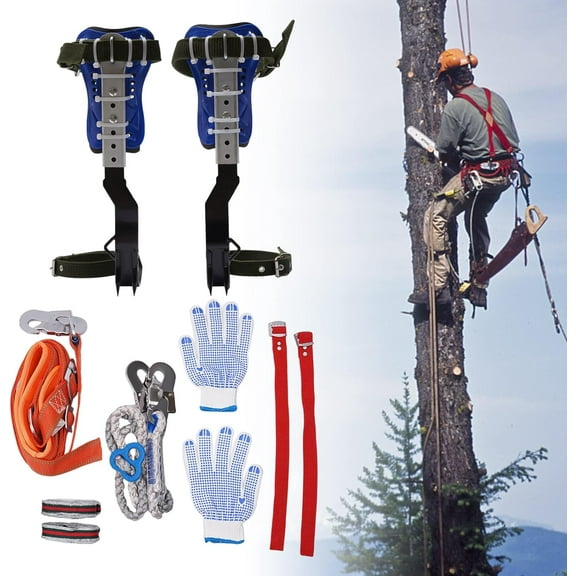 Tree Climbing Gear Kit with Bearing Capacity up to 150 kg/ 330.69 lbs, Tree Climbing Spikes Kit Tree Climbing Equipment Set Adjustable Height Tree Climbing Tool