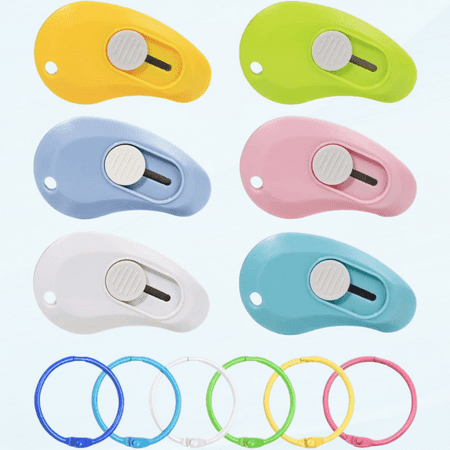 6 Pack Mini Box Cutter, Portable Retractable Utility Knife Pocket Knives for Office School Stationery