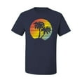 thumbnail image 2 of Two Coconut Palm Trees Beach Sunset | Mens Pop Culture Graphic T-Shirt, Navy, Small, 2 of 4