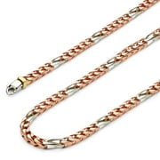 Wellingsale 14k Tri 3 Color Gold Polished Solid 6mm Handmade Bullet Chain Link Bracelet - 8.5"