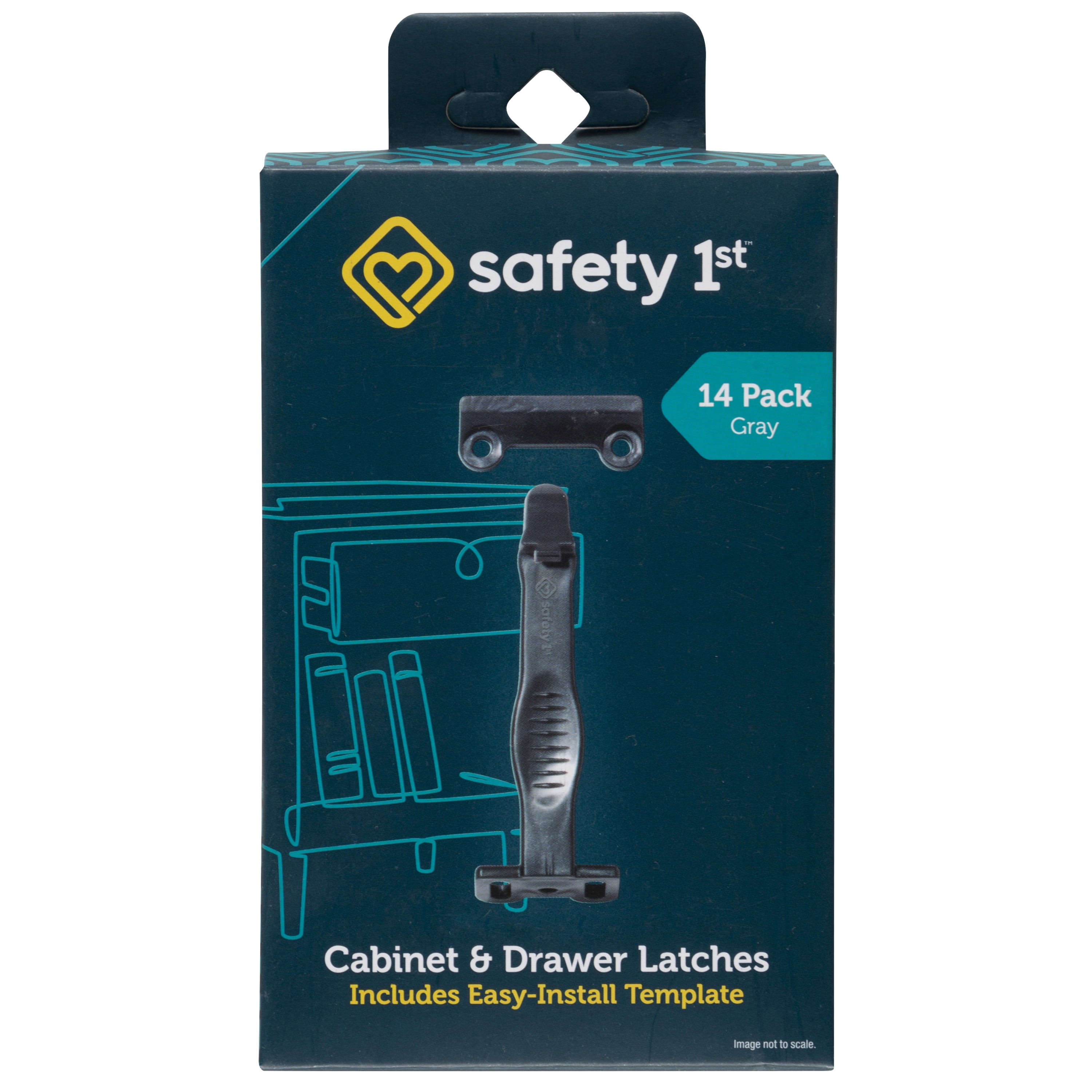 (3 pack) Safety 1st Cabinet & Drawer Latches (14pk), Decor, Black, Toddler