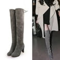 thumbnail image 5 of Women's Winter Over the Knee Boots, Long Tall Boots with Square Heels, Fashion Warm Leather Boots for Fall and Winter, 5 of 8