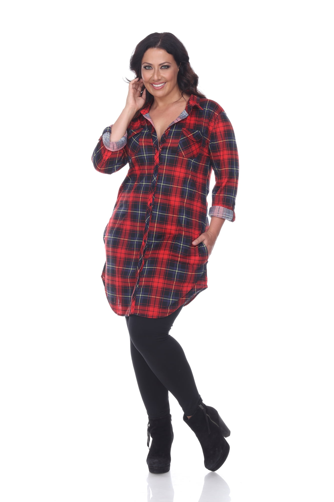 plus size black and white plaid shirt