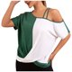 thumbnail image 1 of Tops de Hombro Frío para las Mujeres Color Coincidencia Manga Corta Irregular, Camiseta de Hombro para el Verano, 1 of 4