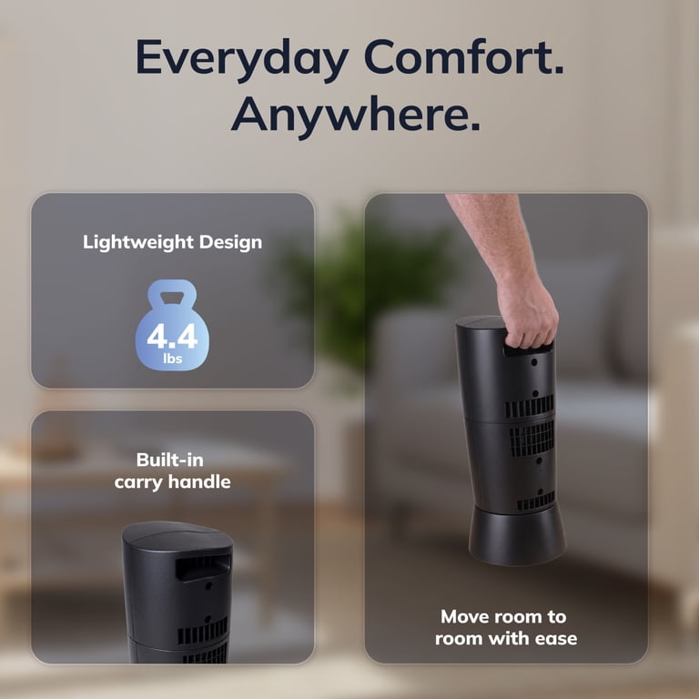 Lasko, Table Tower Fan, 14 inch, Black, 3-Speed Oscillating