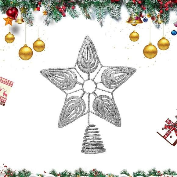 Christmas Tree Star Christmas Star Tree Topper Glitter Hollow Tree Top Star Topper Metal Wire Stars Holiday Christmas Tree Decoration (silver)