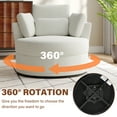 thumbnail image 3 of DREAMSIDEA Swivel Barrel Accent Chair with Storage Ottoman, Chaise Lounge Indoor with Removable Pillow, Oversized Swivel Sofa Chair for Living Room, Chenille Beige, 3 of 7