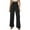 Black, variant on Lovskoo 2024 Wide Leg Pants Woman Solid Color Trendy Bow Tie Front Elastic Waist Dawstring Long Pants Black M