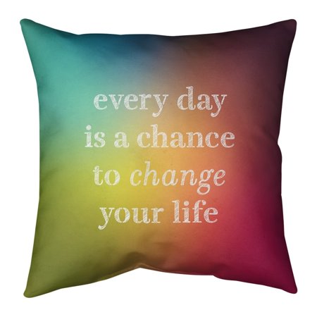 UPC: 0655172536644 | ArtVerse Quotes Multicolor Background Change Your Life Quote Pillow-Faux Suede 14 x 14 Medium
