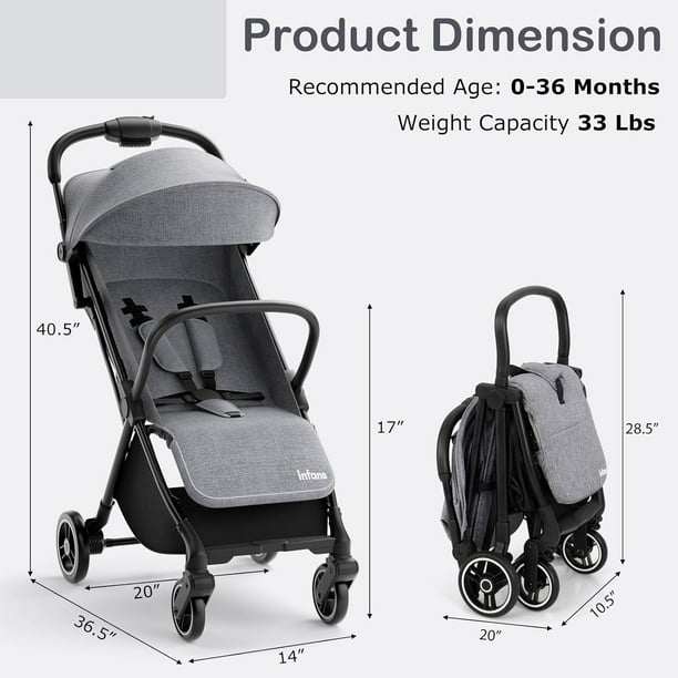 INFANS Lightweight Baby Stroller, One-Hand Gravity Fold, Compact