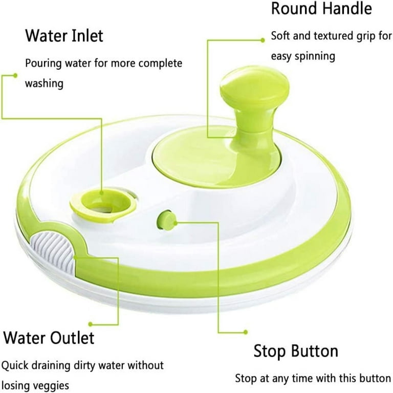  Large Salad Spinner BPA Free-Manual Lettuce Dryer and Vegetable  Washer with Quick Dry Design,Draining Lettce and Vegetable with  Ease,including Clear Plastic Bowl and Colander Basket, 4.5qt,Green: Home &  Kitchen