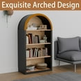 thumbnail image 5 of WARMMUSE 43" Arched Bookshelf, 4 Tiers Modern Farmhouse Wooden Floor Low Short Bookcase Book Shelf with Storage Shelves, Black, 5 of 11