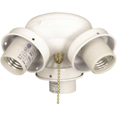 Ceiling Fan Light Kit Fitters, Maximum Three 60 Watt Incandescent Candelabra Base Bulbs, White