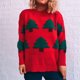thumbnail image 2 of Otoño Invierno Mujer Navidad Impresión Empalme Cuello redondo Manga larga Línea Suéter Tops Blusa Fridja hjk1122, 2 of 7