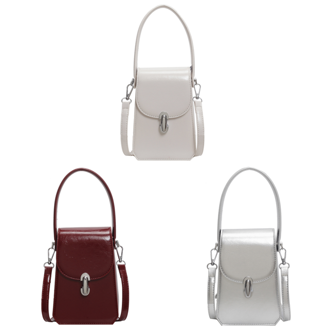 Bolso Bandolera Pequeño Cuero PU Sólido para Mujer Mano (Beige)