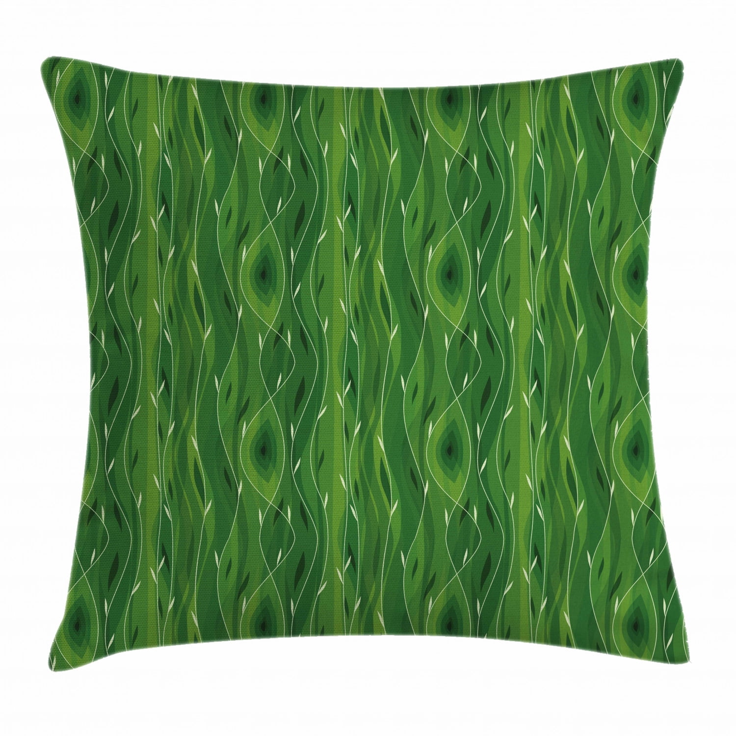 Green Throw Pillow Cushion Cover, Retro Spring Freshness Themed