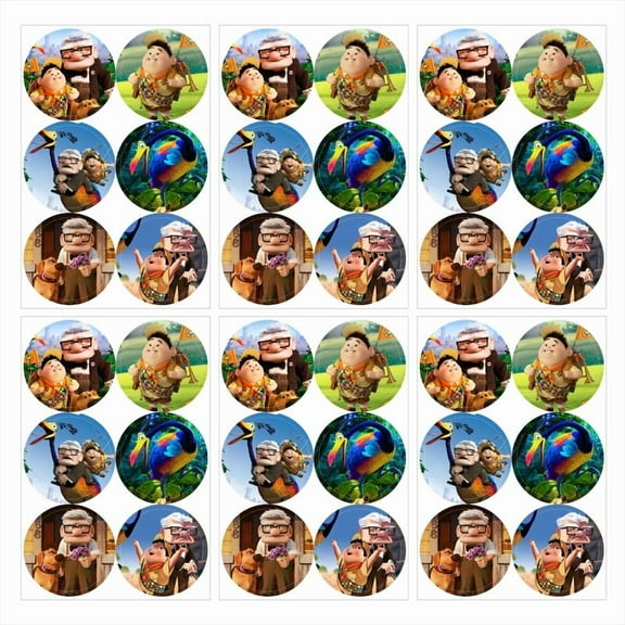 Up Movie Stickers Labels Birthday Party Favors Thank You Themed Round Circle 60pcs