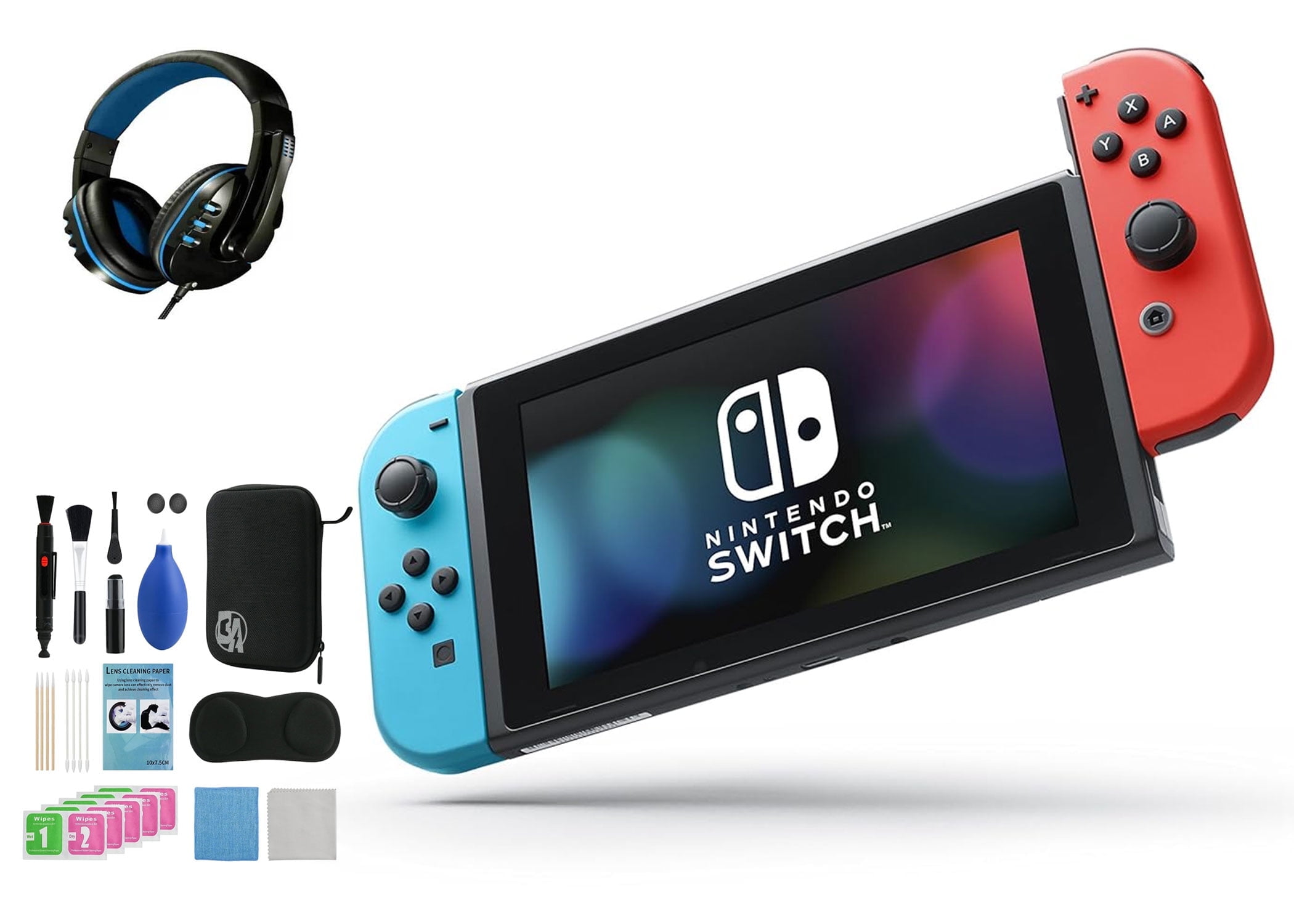 Nintendo Switch Neon Blue/Red Joy-Con Console Bundle with Improved