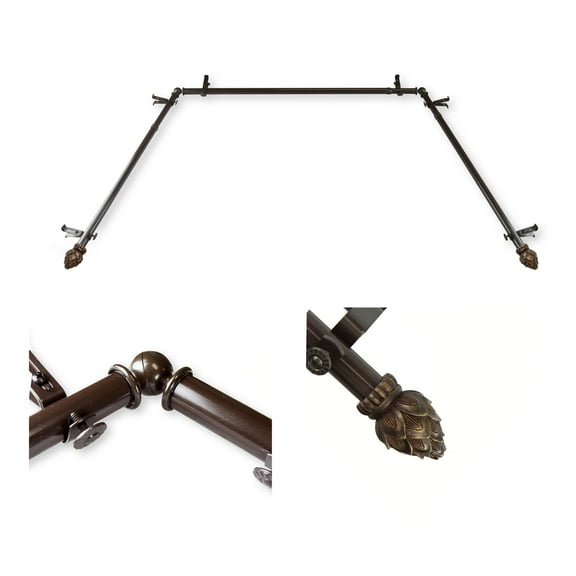 Domovina Cone 13/16" Bay Window Single Curtain Rod-Color:Cocoa