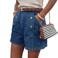 thumbnail image 2 of Loose Retro Double Breasted Women High Waisted Casual Summer Denim Shorts with Pockets, 2 of 6