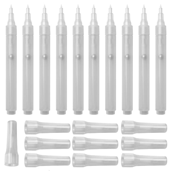 Giaone 10Pcs Soft Brush Tip Clear Empty Marker Refillable Empty Acrylic Paint Pen