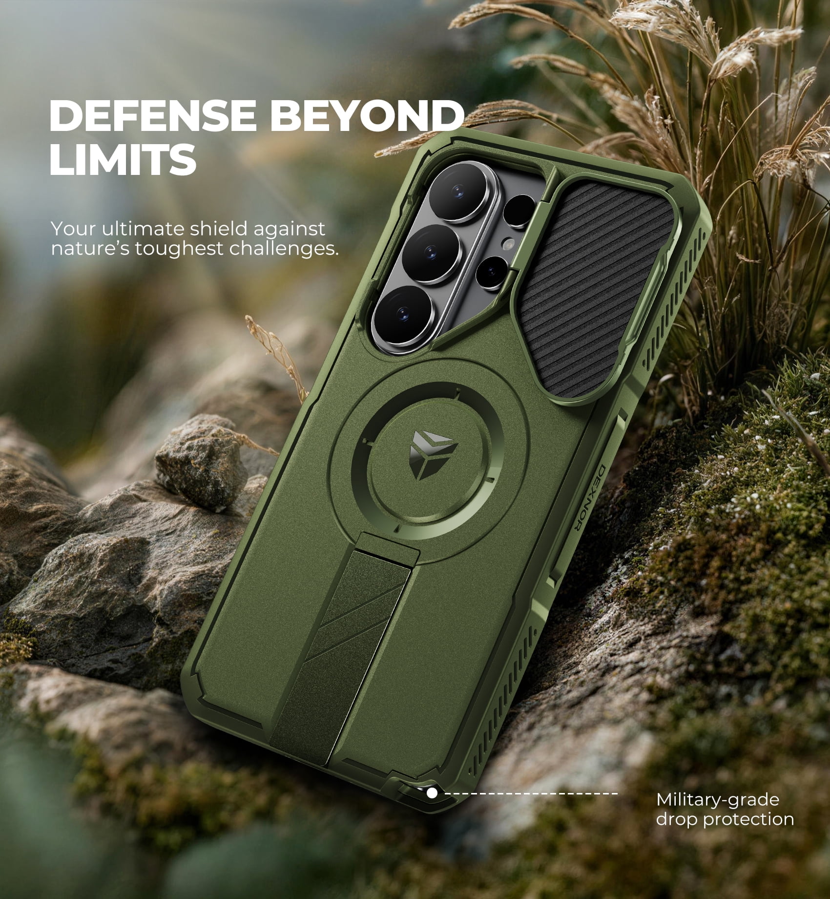 Dexnor for Samsung Galaxy S26 Ultra Case with Camera Cover & Adjustable Kickstand & Screen Protector, Compatible with MagSafe, Rugged Shockproof Bumper Cases Magnetic Protective Cover,6.9" Green