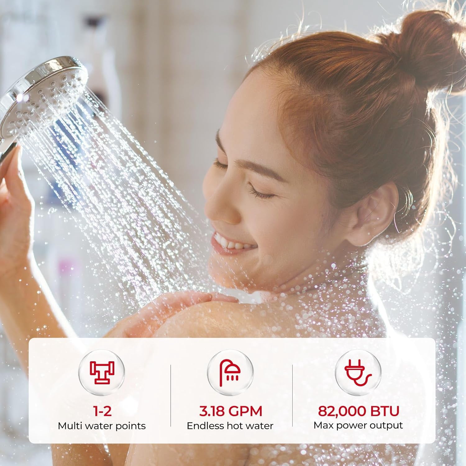 CAMPLUX 3.18GPM 82,000BTU Propane Indoor Tankless Water Heater For 2-3 Points Use, With Horizontal Vent Pipe, CA318W-LP