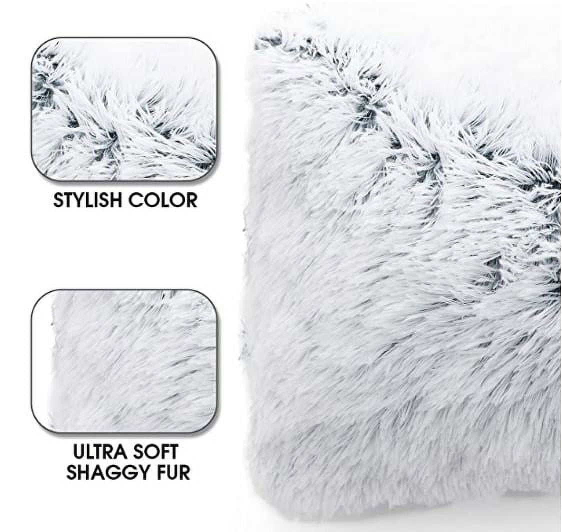 Cheer Collection Shaggy Long Hair Plush Faux Fur Lumbar Accent Pillows - 12  x 20 - Set of 2, 1 - Kroger