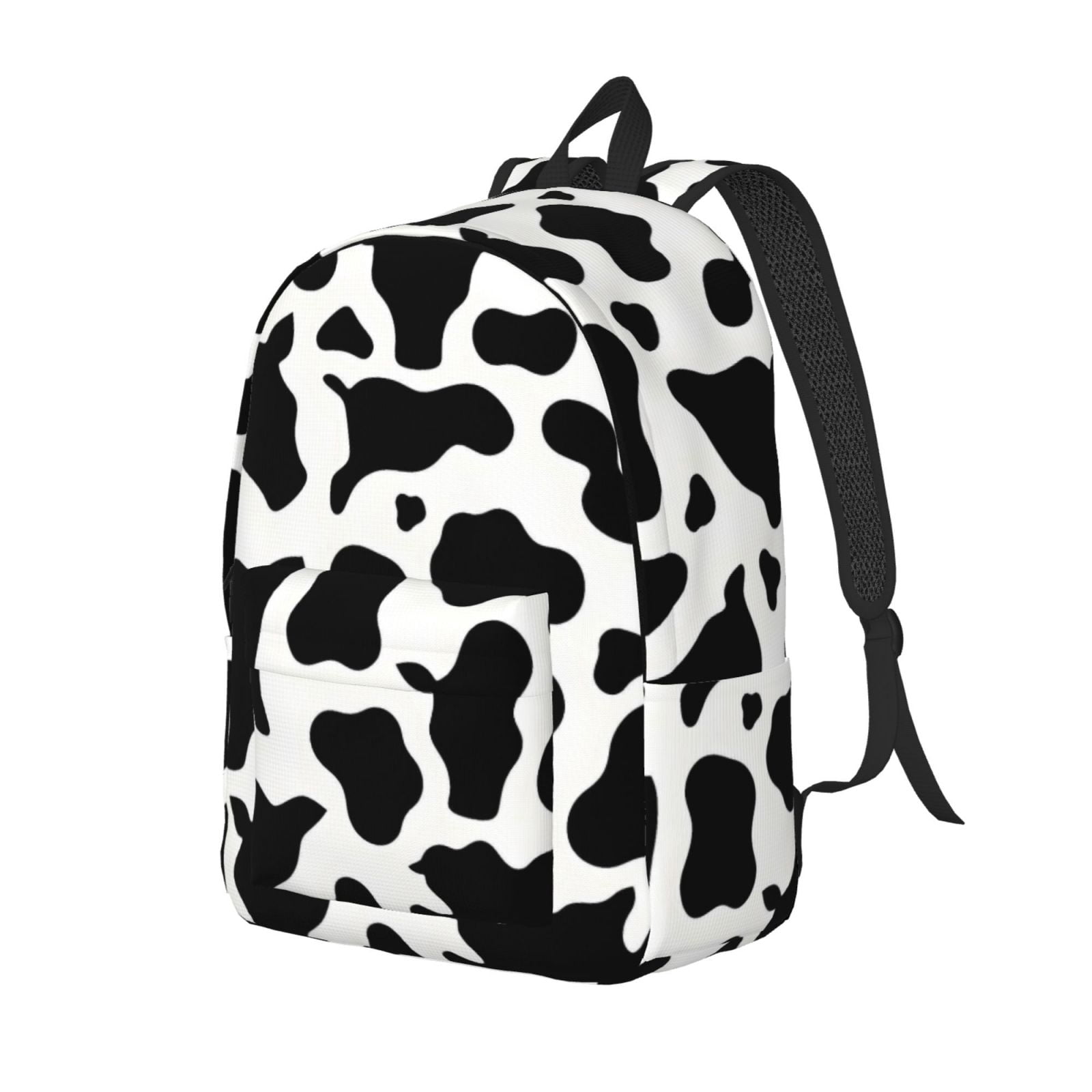 Casual Canvas Backpack Without Interlayer Large Capacity Stick Bag Design For Outdoor Shopping Office Outdoor Sports Simple Cow Print Pattern, Vector Art Style_4 Medium