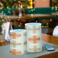 thumbnail image 3 of Yayeee Flameless Candles with Remote Flickering Battery Operated Multi Color Changing, Beige Geometric Pattern, 3 of 7
