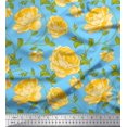 thumbnail image 1 of Soimoi Tissu en Rayonne Imprimé Feuilles & Roses au Mètre 42 Pouces de Large, 1 of 3
