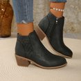thumbnail image 2 of Women's Ankle Boots Leather Ankle Boots With Cut Out Design Low Heel Side Zipper Casual Fashion Footwear For Daily Comfort, 2 of 9