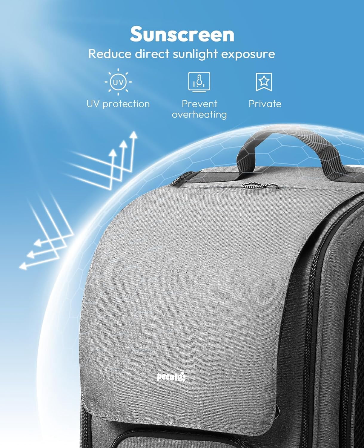 Cat Backpack Carrier, Large Space Cat Bubble Backpack, Breathable Cat Carrier, Shaded Dog Backpack Carrier, Ergonomic 3D Design for Travel, Hiking, Walk, Suitable for Shopping, Car, Vet, Gray