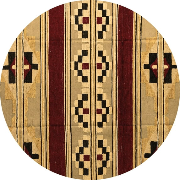 Ahgly Company Indoor Round Southwestern Brown Country Area Rugs, 7' Round