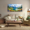 thumbnail image 7 of Landscape Wall Art for Living Room Mountain Lake Large Painting Art Prints Spring Nature Artwork Flowers Pictures for Bedroom Dining Room Modern Farmhouse - 29"x57", 7 of 7