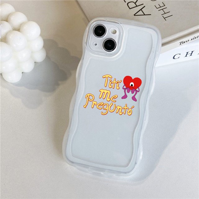 Yo Perreo Sola Bad Bunny Maluma wave Funda Transparente Para Teléfono iphone XS , XR , XSMax 11 12 pro 13 promax 7 8 plus