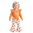 thumbnail image 3 of BOOMNY Halloween Toddler Girls 3 Peice Outfit Sets Hallowmas Pumpkin Graphic Long Sleeve Tops Pants With Hairband Sets for Kids Comfy Clothing Set, 3 of 9