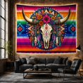 thumbnail image 6 of Bleached Animal Skull With Likely Bison Vertically, Spooky Gothic for Gothic Decor Fans, Dark Art Decor, Halloween Gift, Tapestry Wall Hanging for Bedroom and Dorm, 6 of 7