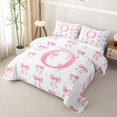 thumbnail image 3 of Manfei Pink Polka Dots Bed Spread Queen For Kids,Cartoon Letter O Monogram Queen Coverlet Set For Girls,3-Piece, 3 of 7