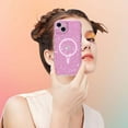 thumbnail image 5 of Designed for iPhone 16 Pro Magnetic Phone Case,Compatible with Mag-safe,Cute Curly Wave Frame Design,Sparkly Bling Glitter Shockproof Anti-fall Rugged Transparent Phone Case,Pink, 5 of 7
