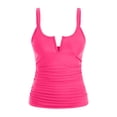 thumbnail image 4 of HomeGardon Womens Tankini Swimsuits Tops Bikini with Bra Summer V-Neck Solid Color Tummy Control Bathing Suits, 4 of 5