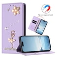 thumbnail image 5 of Leather For  iPhone 14 / 13 Case【RFID Blocking】Ballet Girl Flip Wallet Leather Case With Card Holder Magnetic Closure  Phone Cases Cover,Purple,For iPhone 14 / 13, 5 of 7