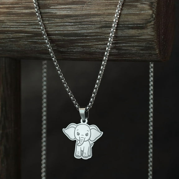 Elephant Pendant Necklace Women Men Jewelry Punk Animal Jewelry Stainless Steel Necklace