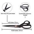 thumbnail image 2 of JubileeYarn Professional Fabric Scissors - Heavy Duty Carbon Steel - Multi Purpose Shears for Sewing Leather Tailor Dressmaking Craft - 10" Black - 1 Pair, 2 of 6