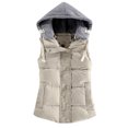 thumbnail image 2 of CILENON Womens Jackets Dressy Casual Women Vest Female Warm Sleeveless Jacket Cotton Solid Hooded Vest for Outerwear (Beige,XXL), 2 of 7