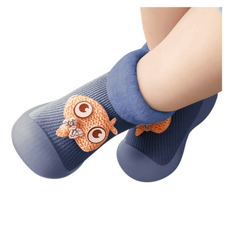 

LYCAQL Toddler Shoes Sole Solid Girls Baby Kids Rubber Boys Warm Soft Knit Stocking Slipper Shoes Toddler Baby Shoes Shoes Girls (Blue 22-23)
