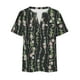 thumbnail image 5 of Camisetas Casuales de las Mujeres Largo Casual Impreso Cuello Redondo Suelto Top, Camiseta de Verano de Manga Corta, 5 of 5