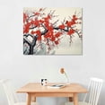thumbnail image 2 of Creowell  Asian Decor Chinese Painting Wall Art Oriental Red Plum Blossom Canvas Pictures for Bedroom Wall Decor Chinese Ink Painting Home decor for Living Room Modern Artwork 20x16 inch, 2 of 3